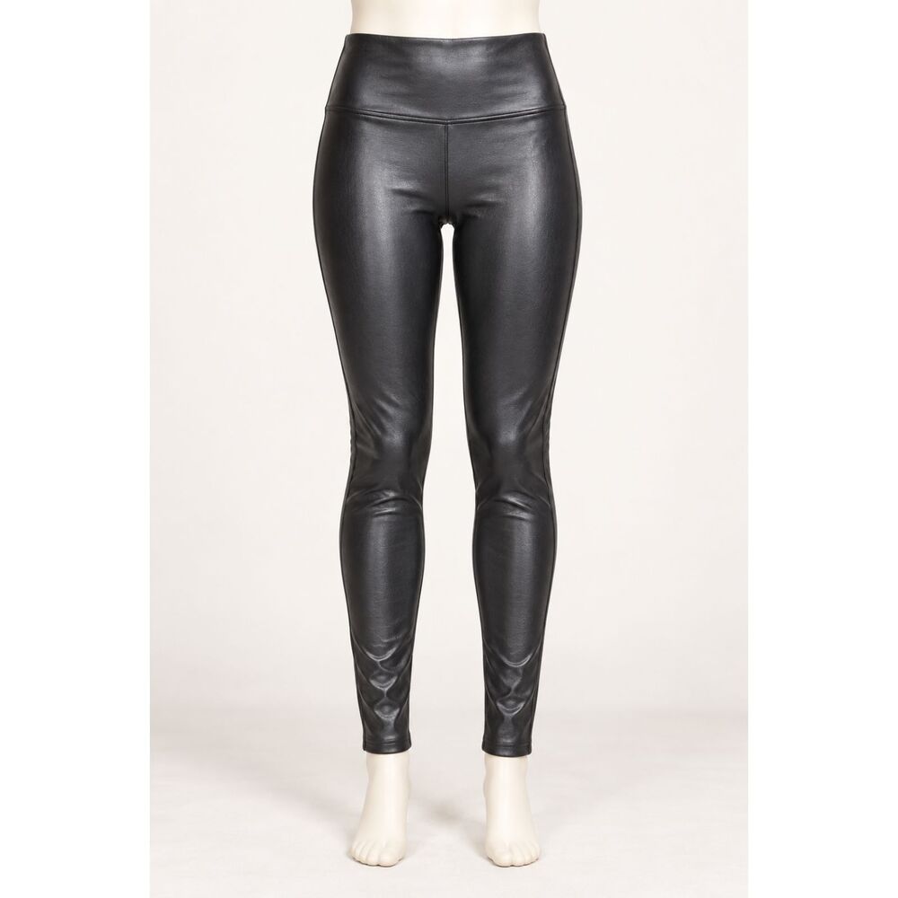 SPANX Faux Leather Leggings Women’s L Black High Rise Shaping Skinny Pull On